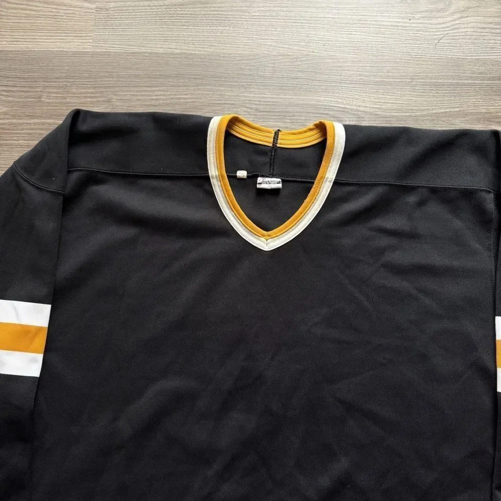 VINTAGE CCM MASKA PITTSBURGH PENGUINS BOSTON BRUINS AUTHENTIC BLANK JERSEY 52